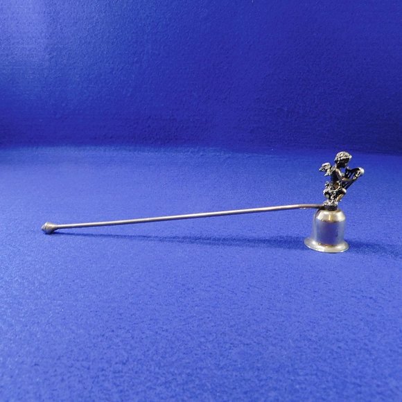 Silverplate Angel Cherub Candle Snuffer Harp 9" - Picture 2 of 7